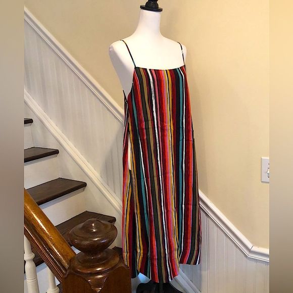 FREE PEOPLE Spaghetti Strap Rainbow Longline Tank W. Open Sides Sz Small NWT - Picture 1 of 10